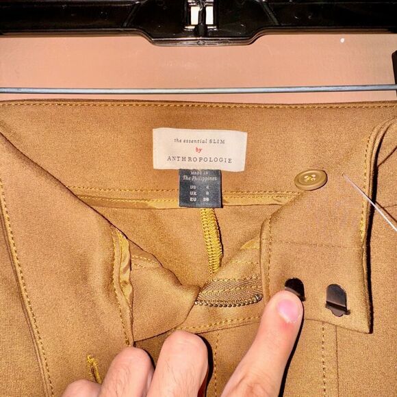 Anthropologie The Essential Slim Women's Brown Suede Pants Size 4 - Picture 2 of 8